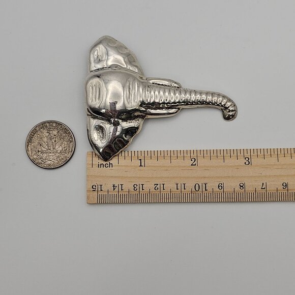 Vtg Large MEXICO 925 Sterling Silver Elephant Head Brooch Pin Signed 3" Oxidized - Picture 12 of 16